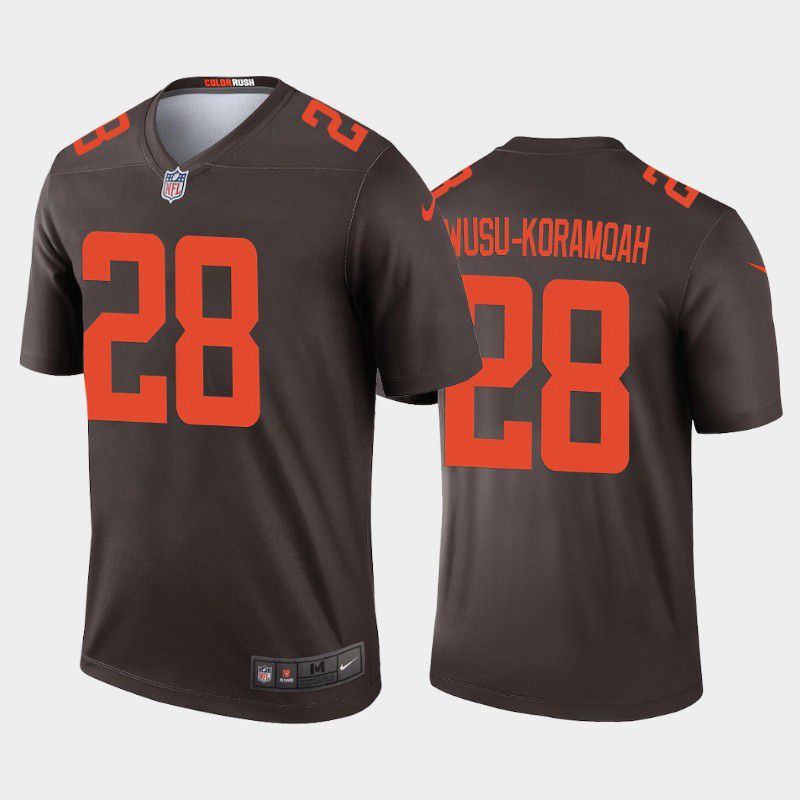 Men Cleveland Browns #28 Jeremiah Owusu Koramoah Nike Brown Alternate Legend NFL Jersey